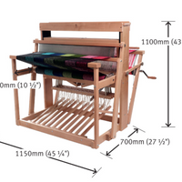 Métier à tisser 8 cadres - 38'' - Jack Loom d'Ashford vu de devant avec mesure