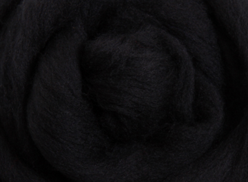 Merino Liquorice, noir, fibre ou laine à feutrer et filer